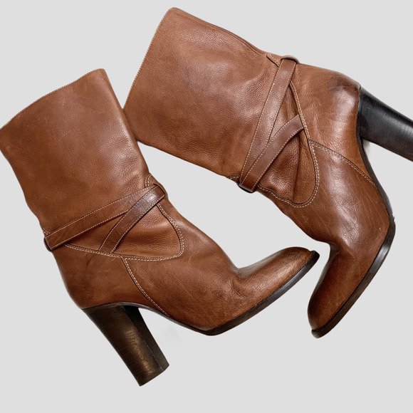 J. Crew Tenley Leather Mid Calf Boots 9.5 - Picture 2 of 8